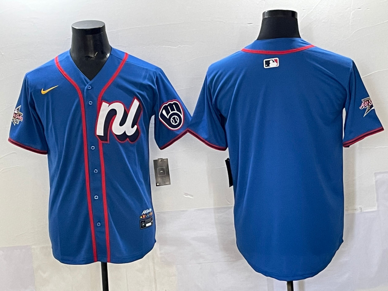 Men 2025 Milwaukee Brewers blank blue Nike MLB All Star Jersey style 2->new york yankees->MLB Jersey